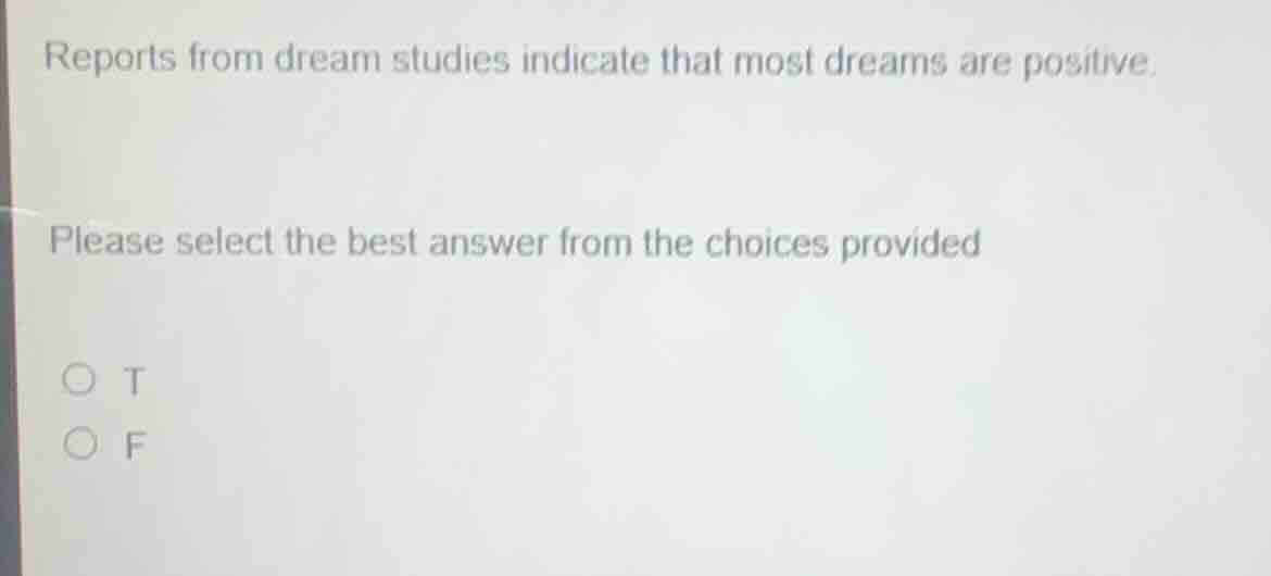 reports from dream studies indicate that most dreams are positive. plea…