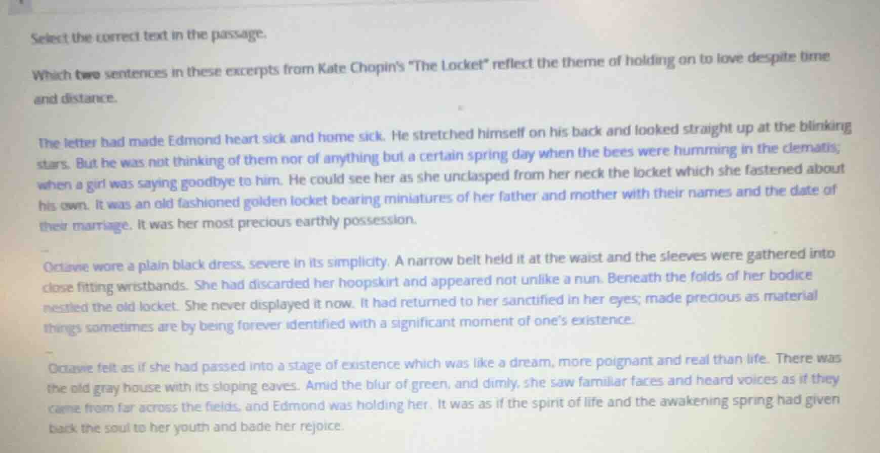 select the correct text in the passage. which two sentences in these ex…