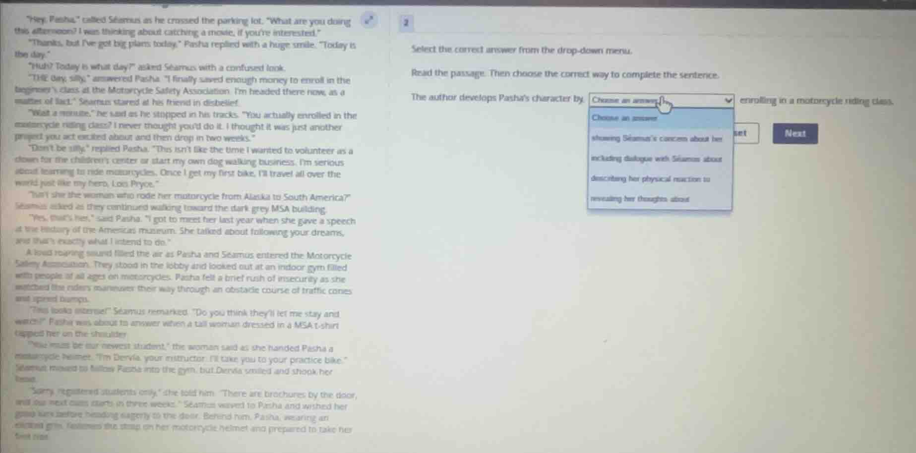 select the correct answer from the drop-down menu. read the passage. th…