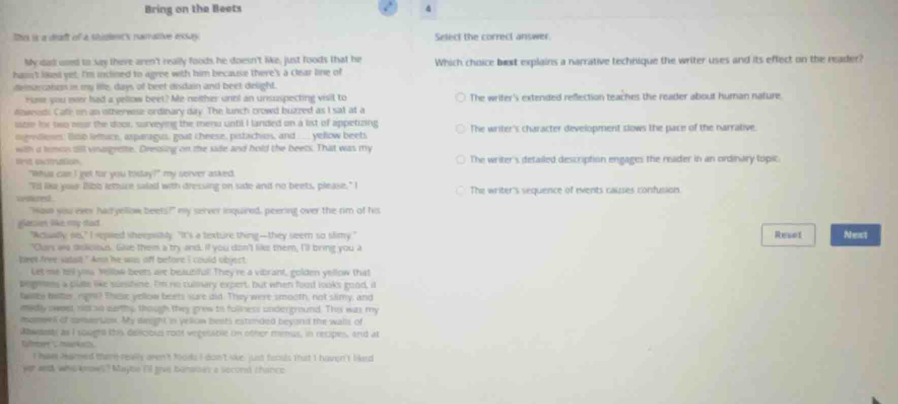 bring on the beets this is a draft of a students narrative essay. my da…