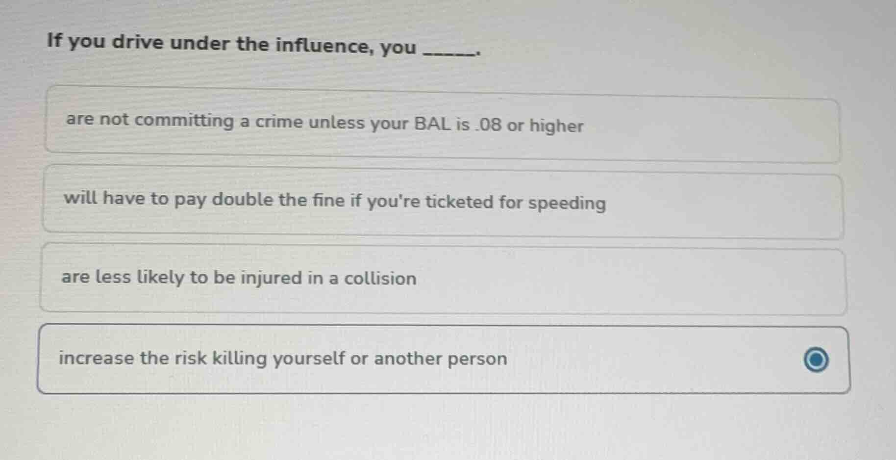 if you drive under the influence, you ______. are not committing a crim…