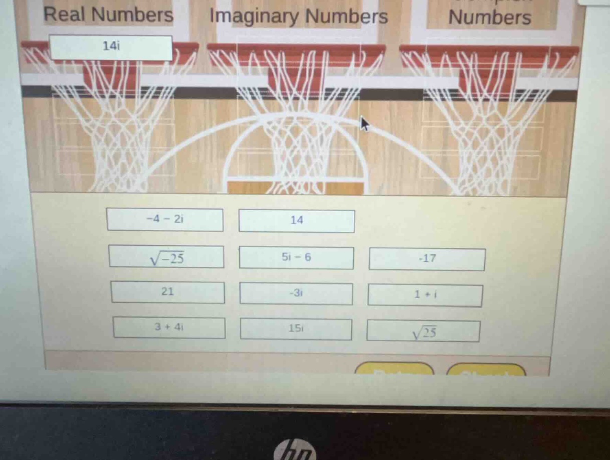 real numbers, imaginary numbers, complex numbers 14i -4 - 2i 14 \\sqrt{…