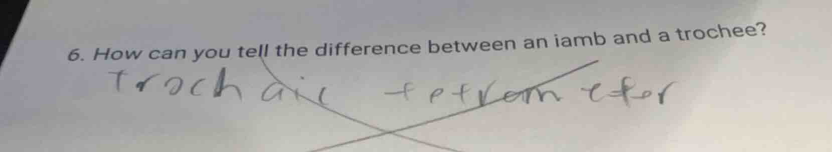 6. how can you tell the difference between an iamb and a trochee?