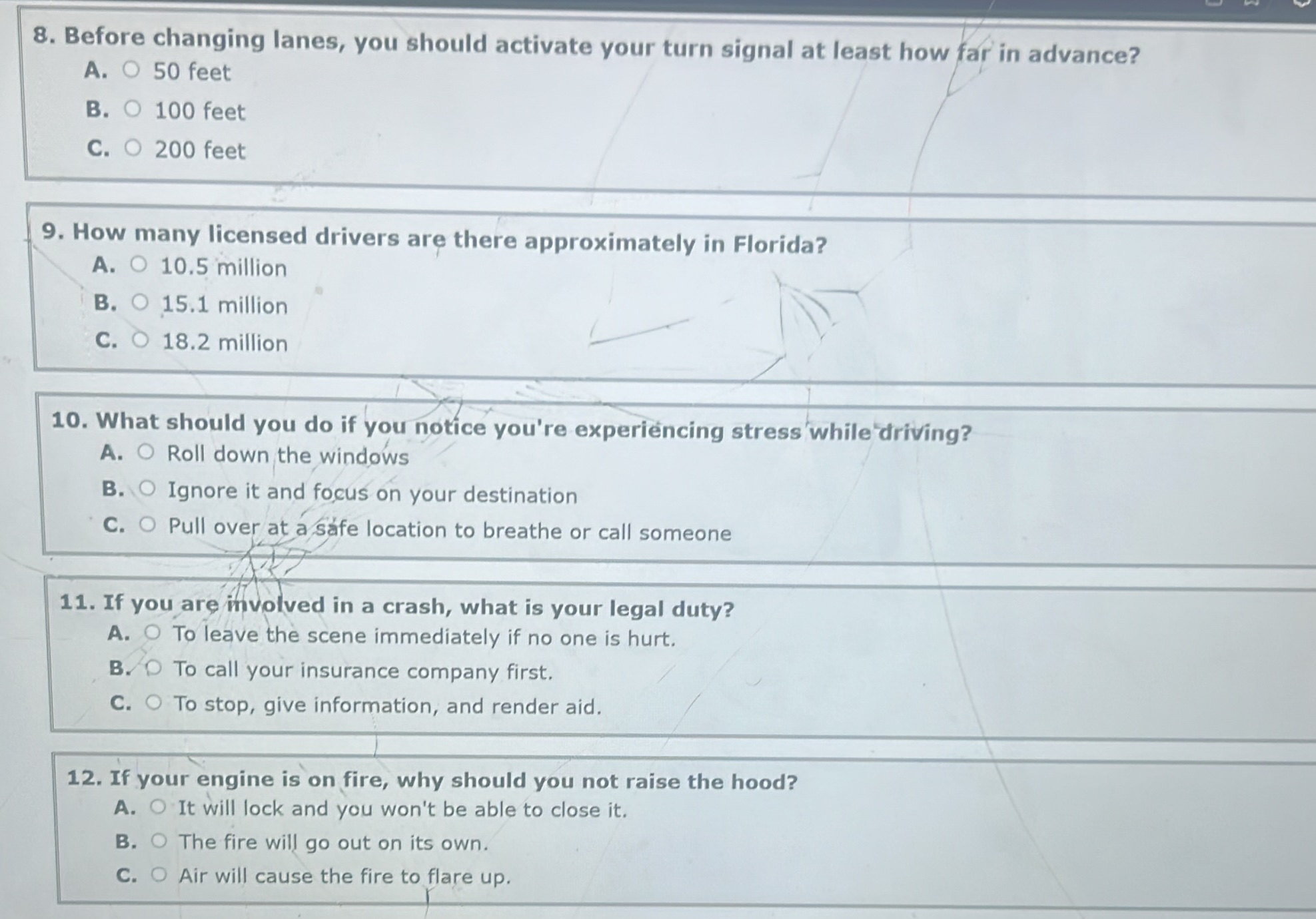 8. before changing lanes, you should activate your turn signal at least…