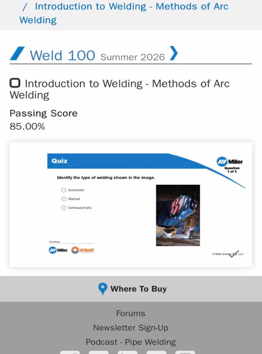 identify the type of welding shown in the image. automatic manual semia…