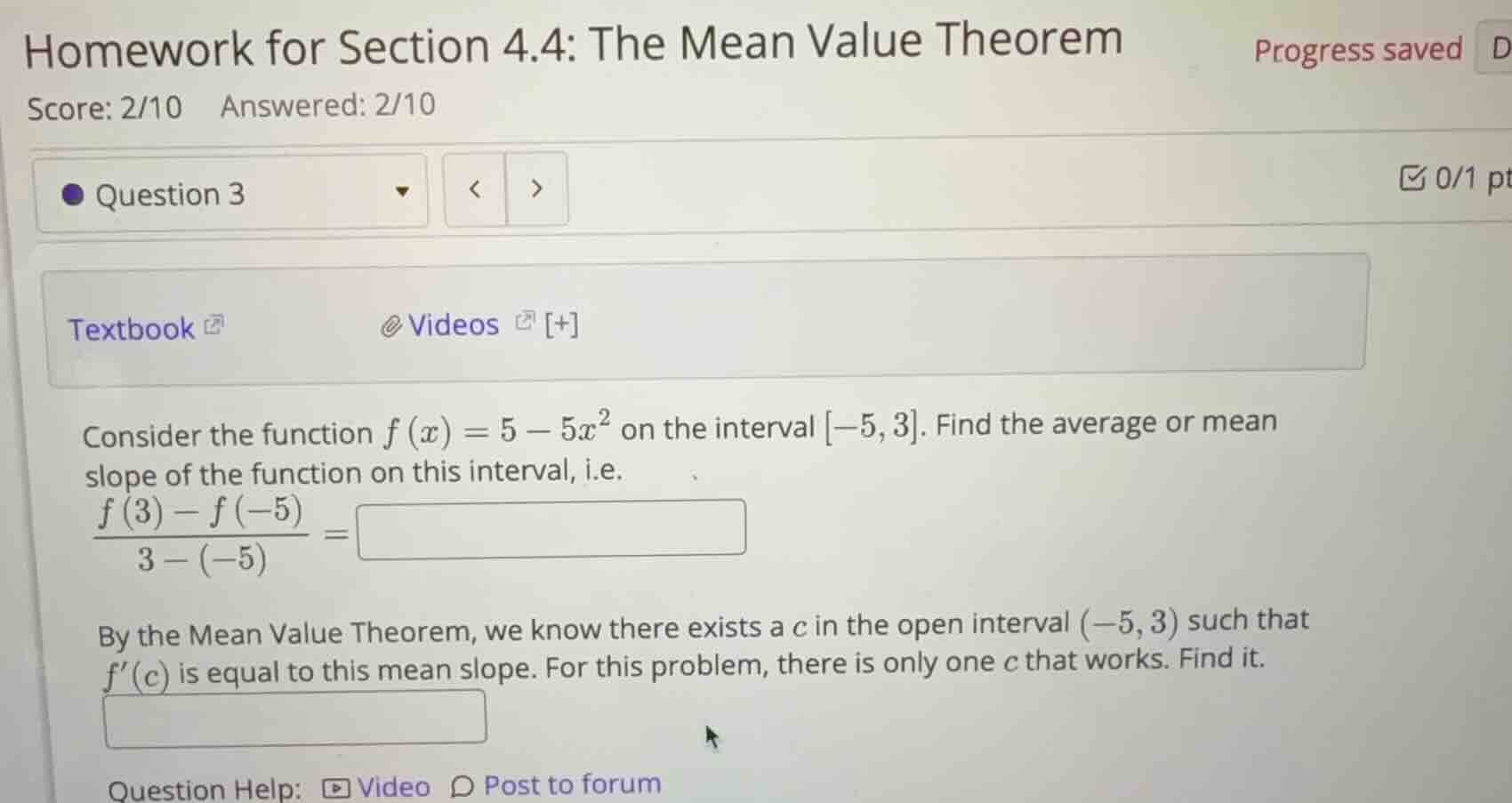 consider the function \\(f(x) = 5 - 5x^2\\) on the interval \\(-5, 3\\)…