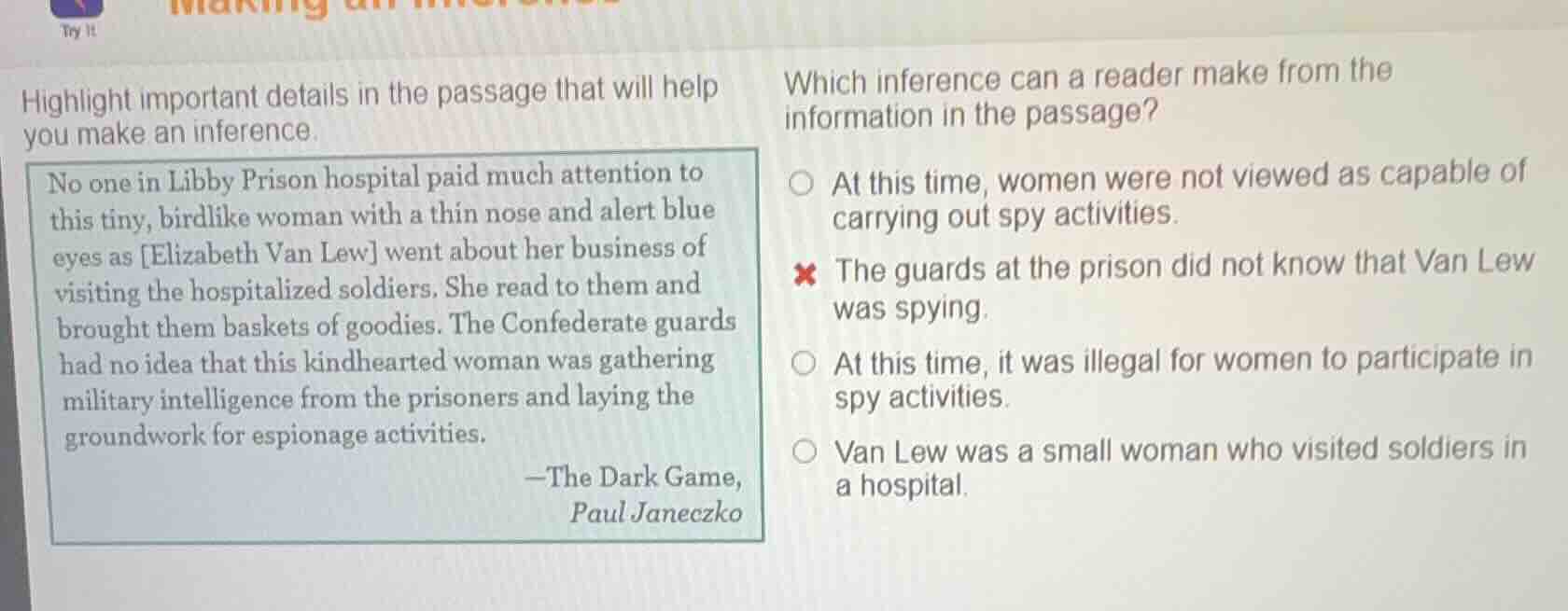 highlight important details in the passage that will help you make an i…
