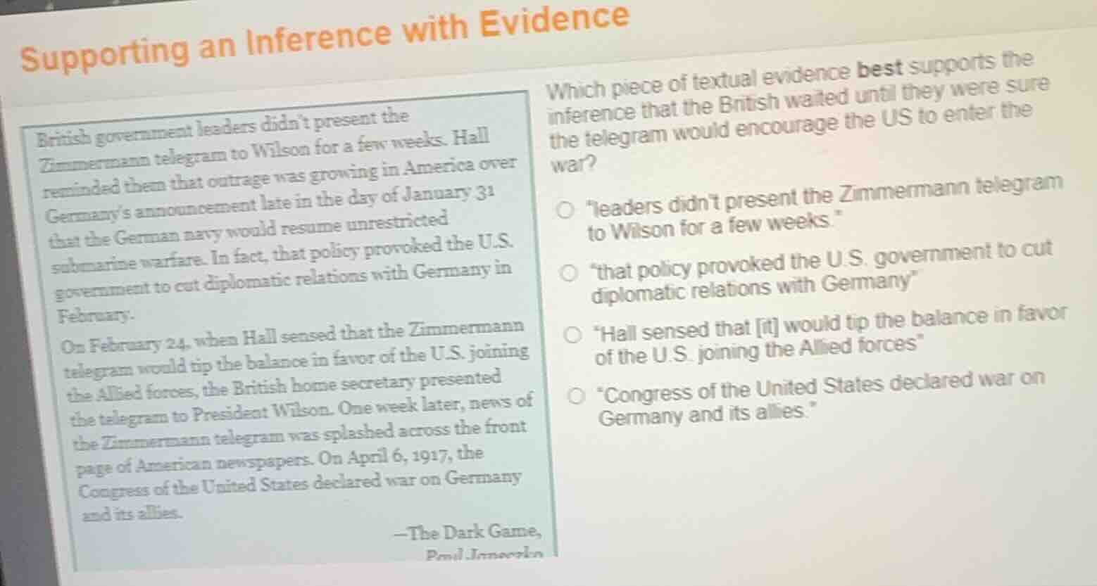 supporting an inference with evidence british government leaders didnt …