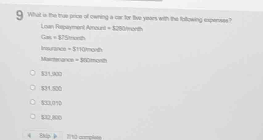 9 what is the true price of owning a car for five years with the follow…