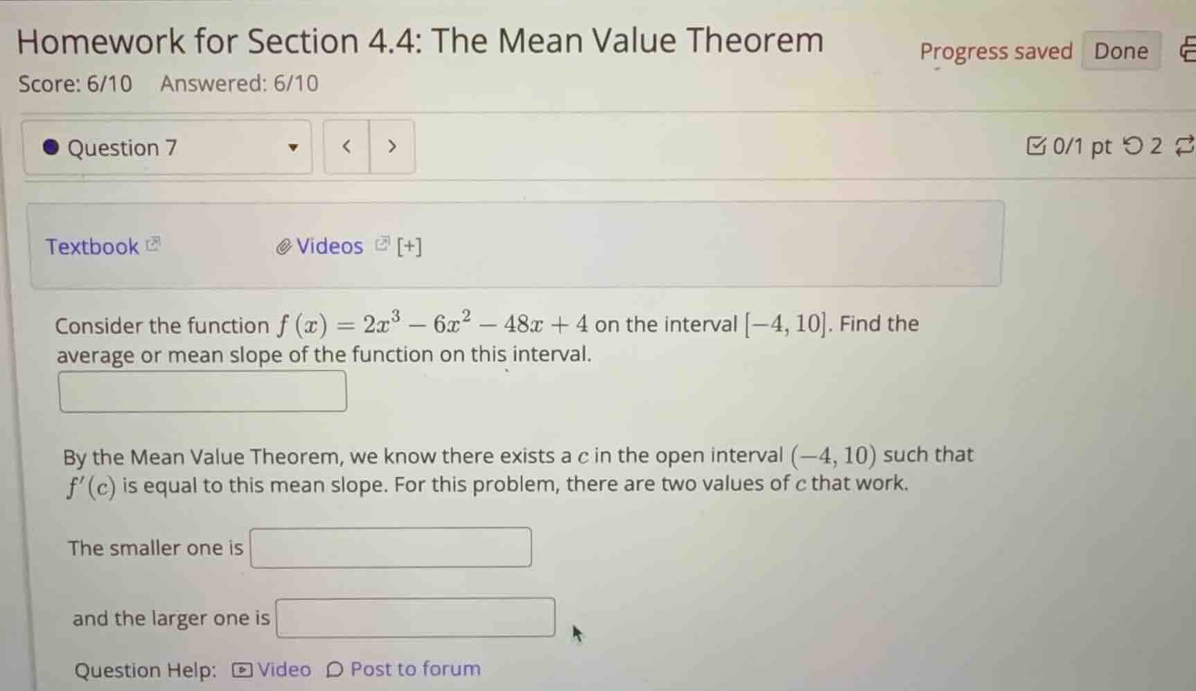 consider the function (f(x) = 2x^3 - 6x^2 - 48x + 4) on the interval (-…