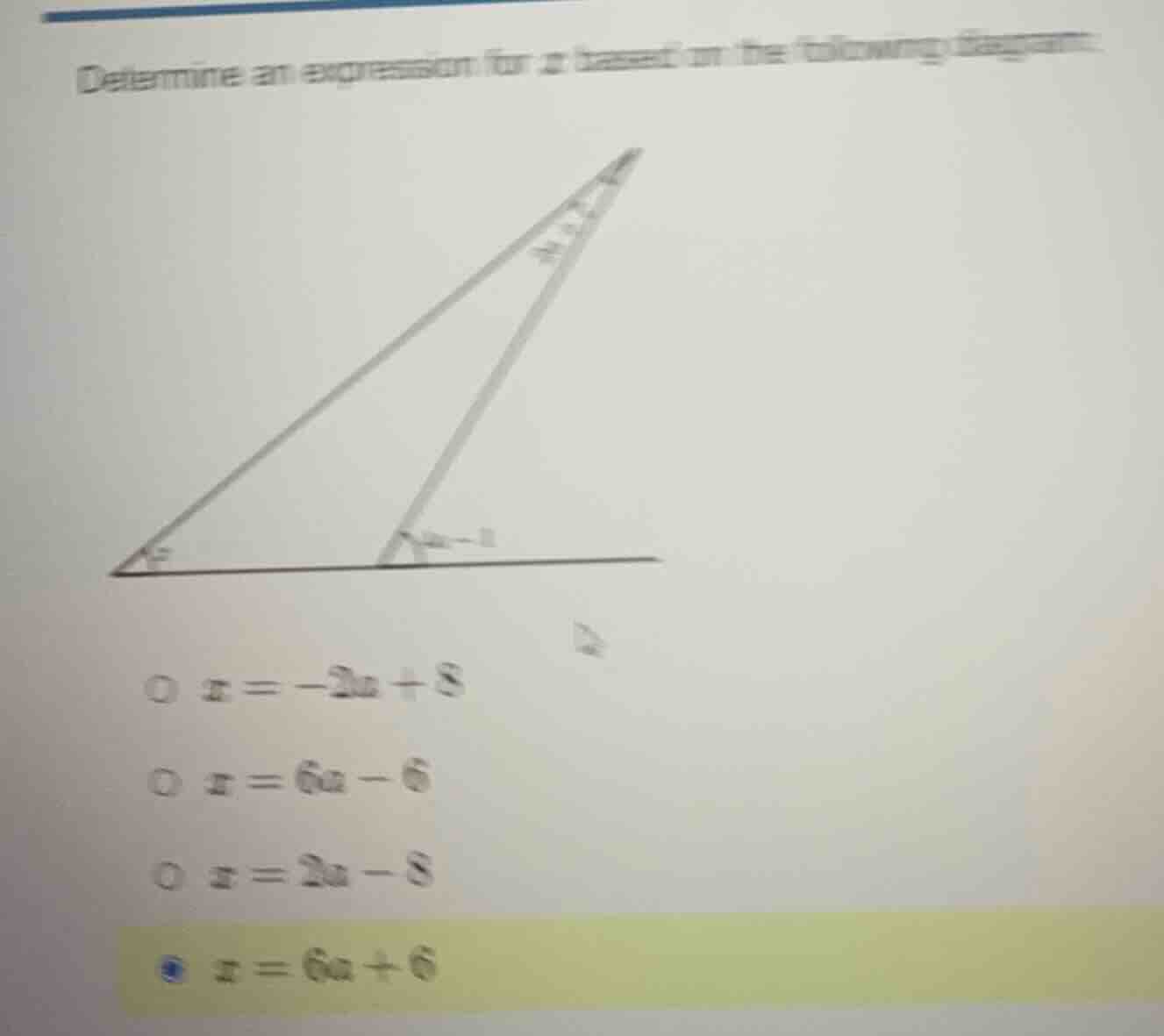 determine an expression for \\(x\\) based on the following diagram: dia…