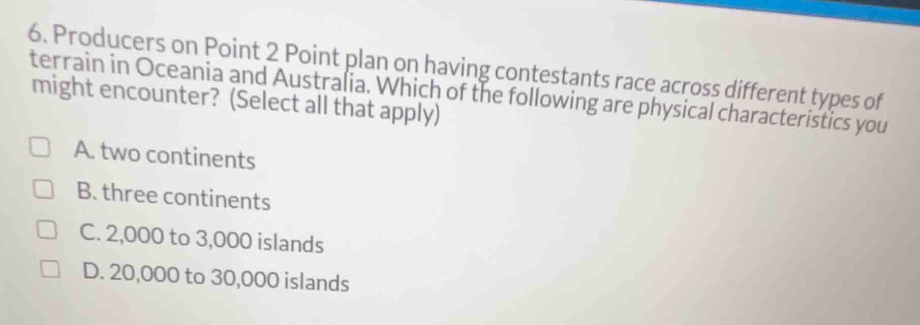 6. producers on point 2 point plan on having contestants race across di…