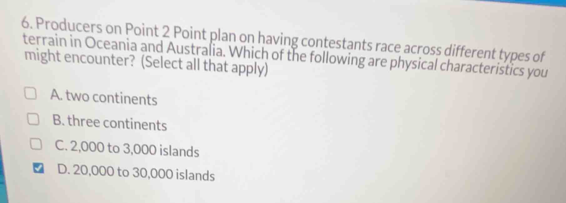 6. producers on point 2 point plan on having contestants race across di…