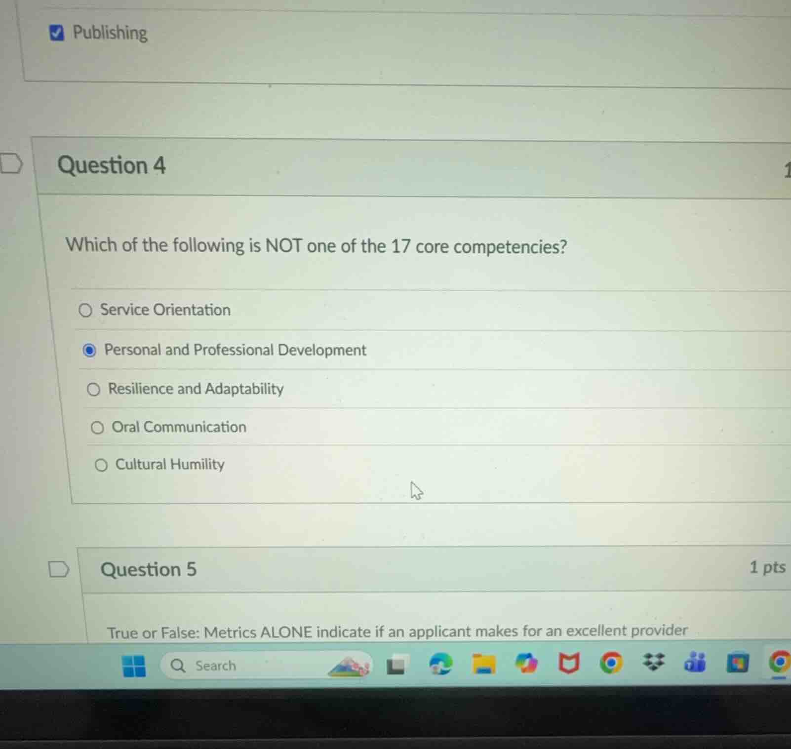 question 4 which of the following is not one of the 17 core competencie…