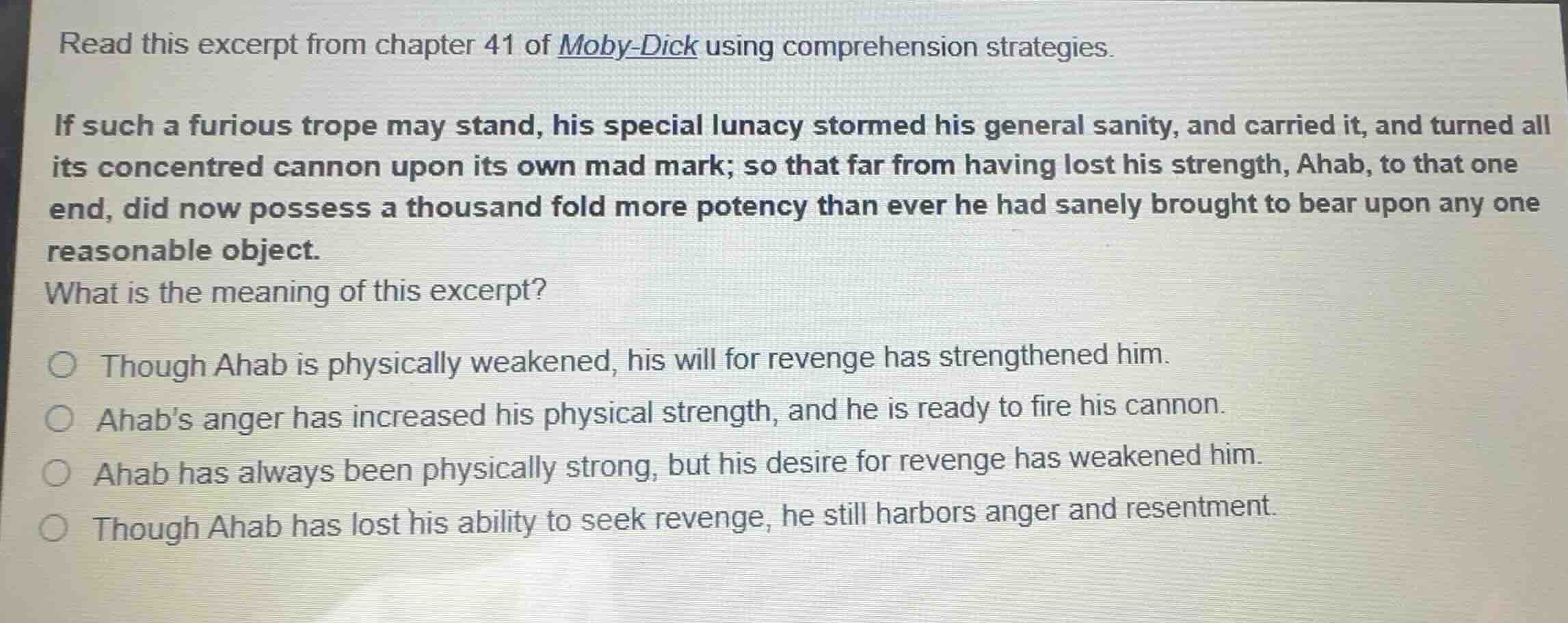 read this excerpt from chapter 41 of moby-dick using comprehension stra…