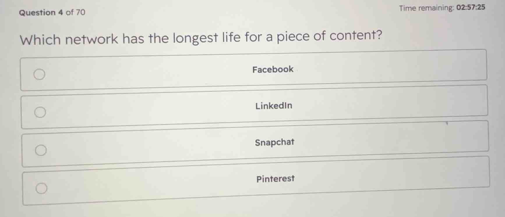 which network has the longest life for a piece of content? - facebook -…