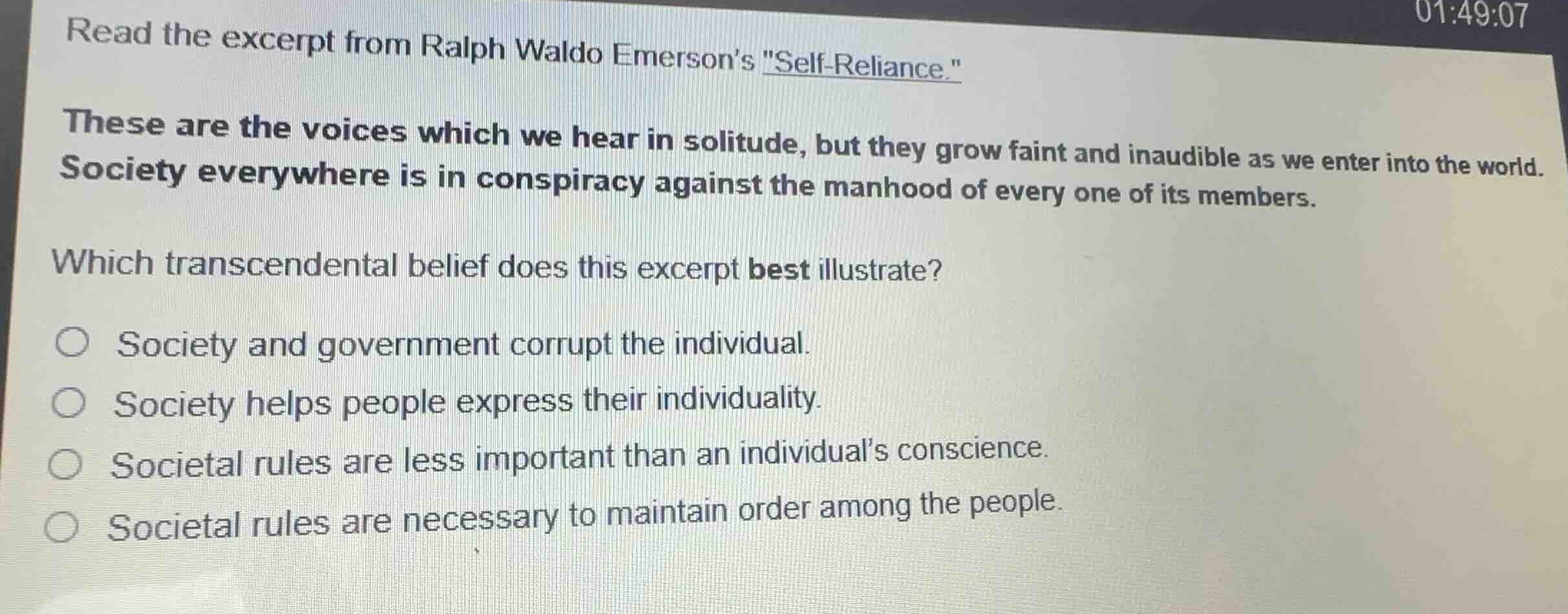 read the excerpt from ralph waldo emersons \self-reliance.\ these are t…