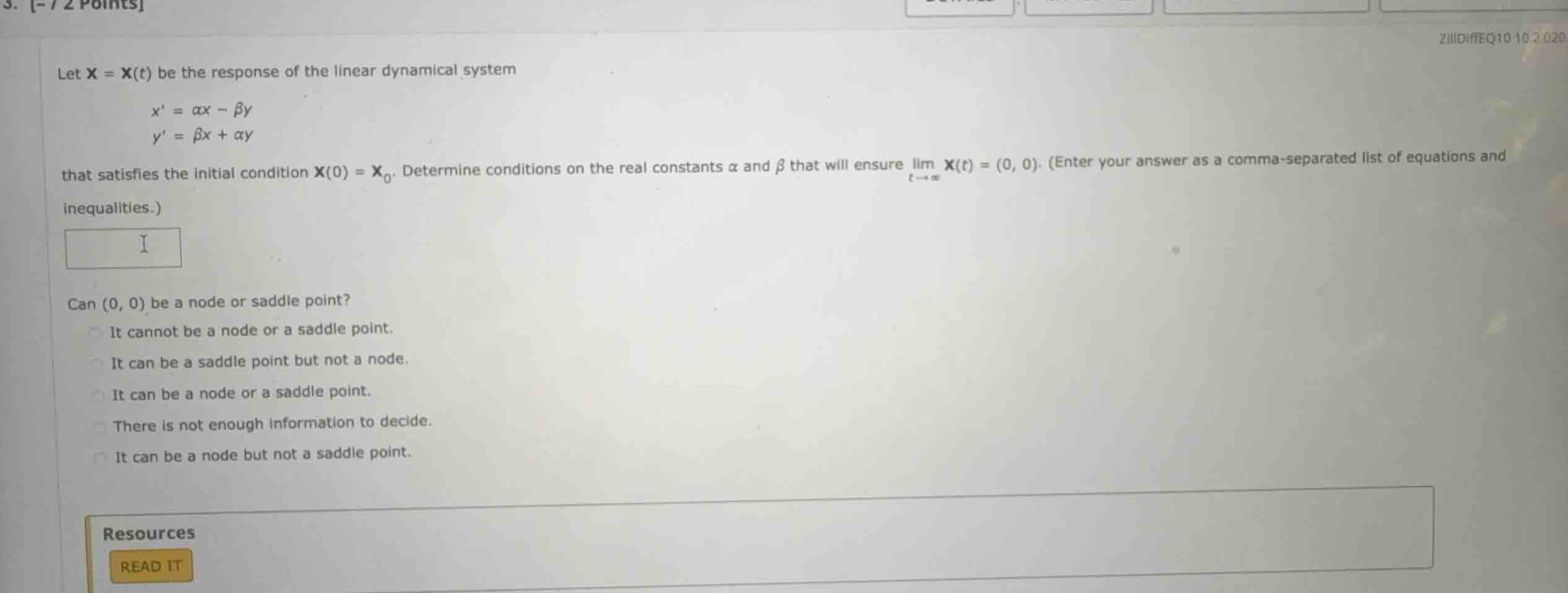 let \\(\\mathbf{x} = \\mathbf{x}(t)\\) be the response of the linear dy…