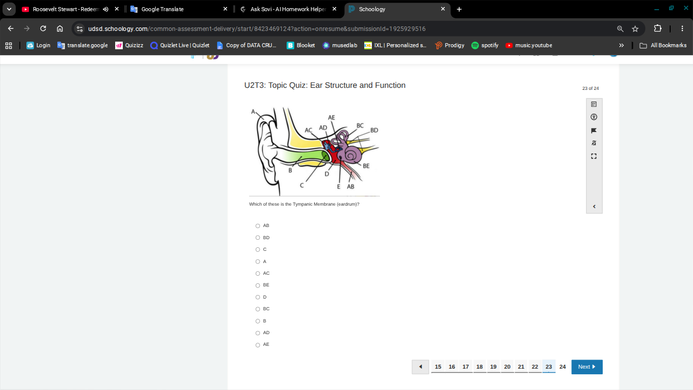 u2t3: topic quiz: ear structure and function which of these is the tymp…