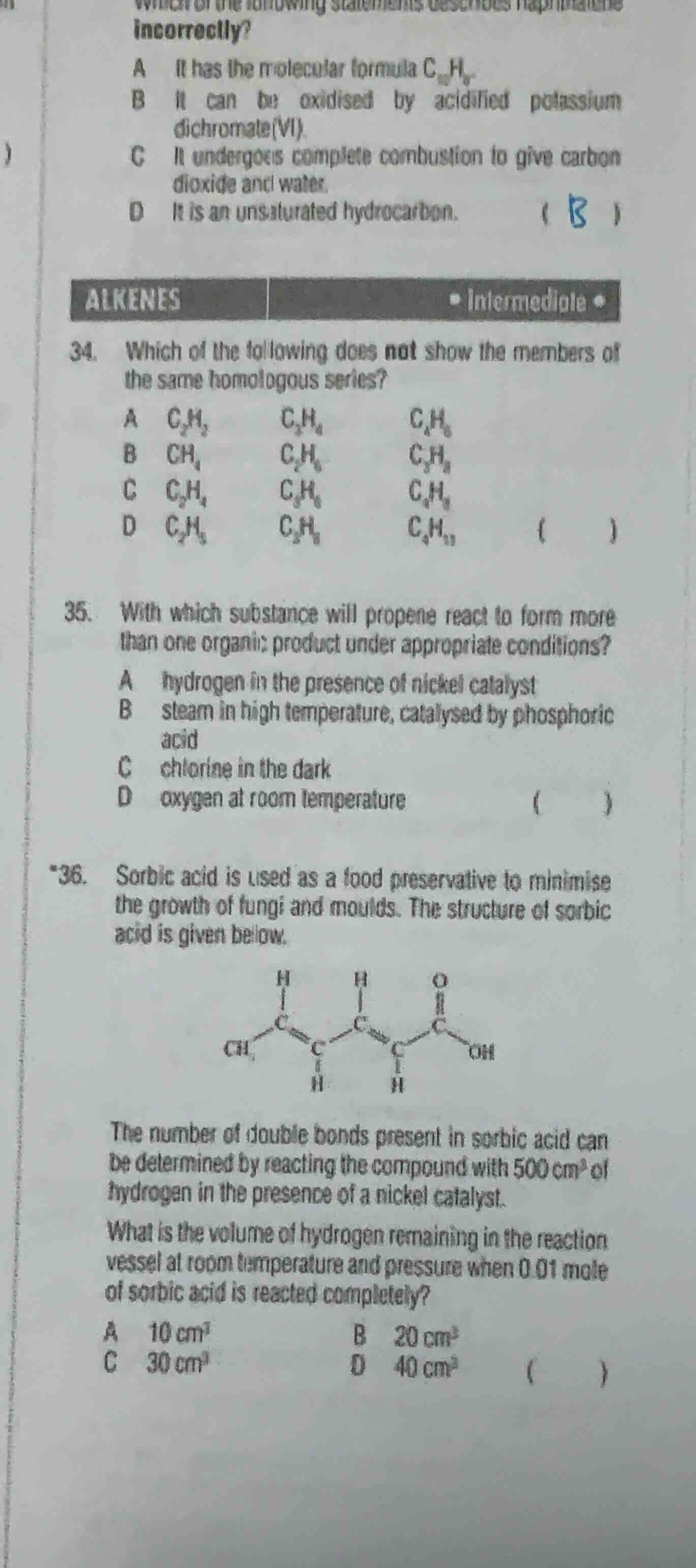 alkenes - intermediate 34. which of the following does not show the mem…