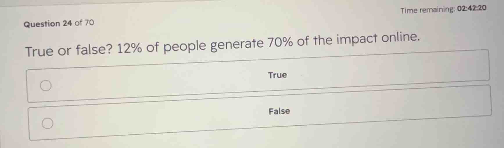 true or false? 12% of people generate 70% of the impact online. - true …