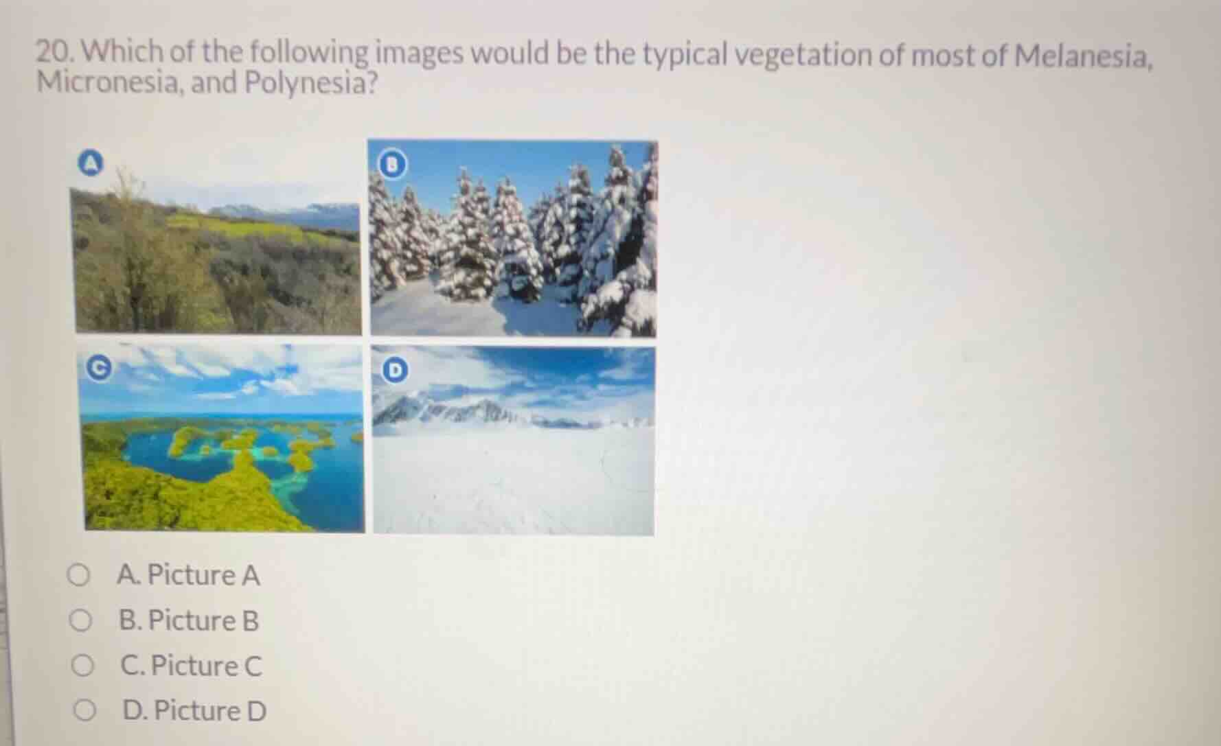 20. which of the following images would be the typical vegetation of mo…