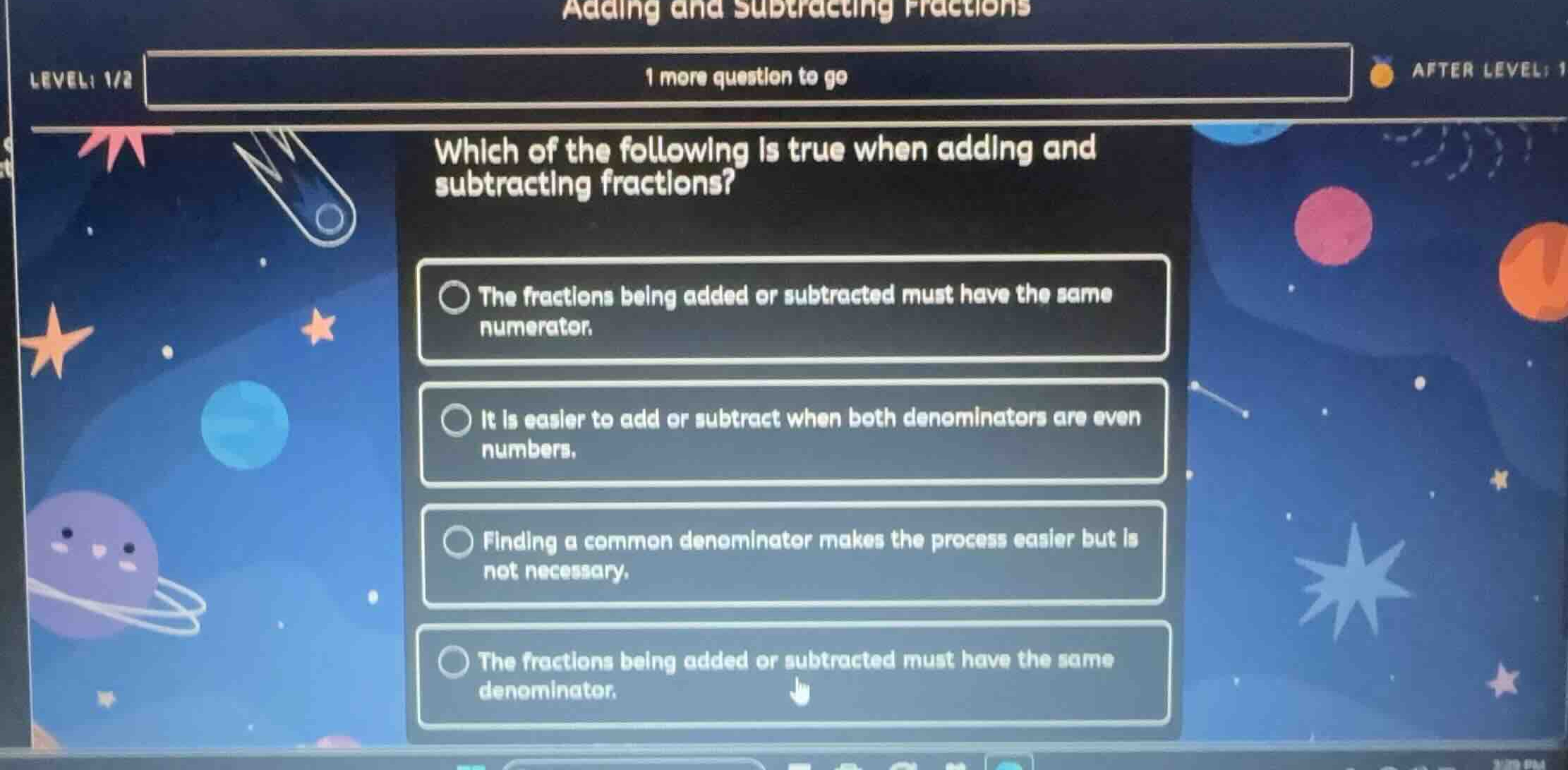 which of the following is true when adding and subtracting fractions? -…