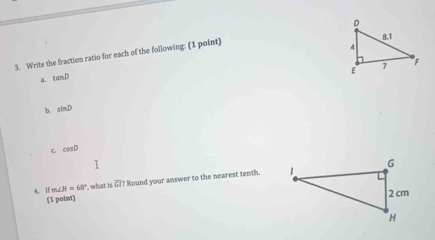 3. write the fraction ratio for each of the following: (1 point) a. \\(…