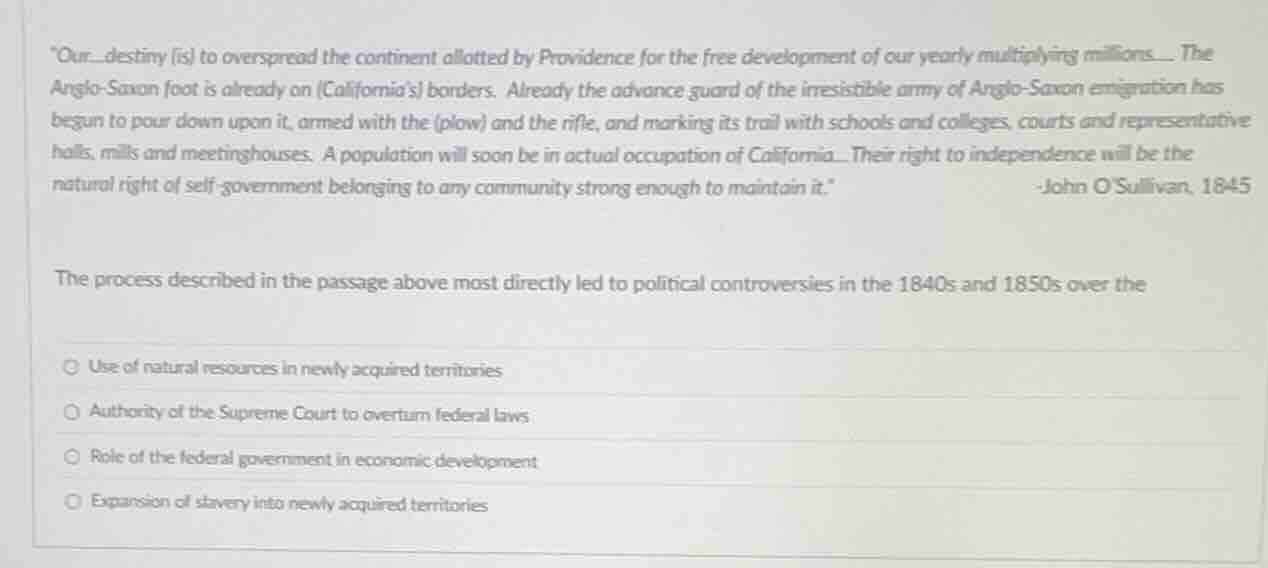 \our... destiny is to overspread the continent allotted by providence f…