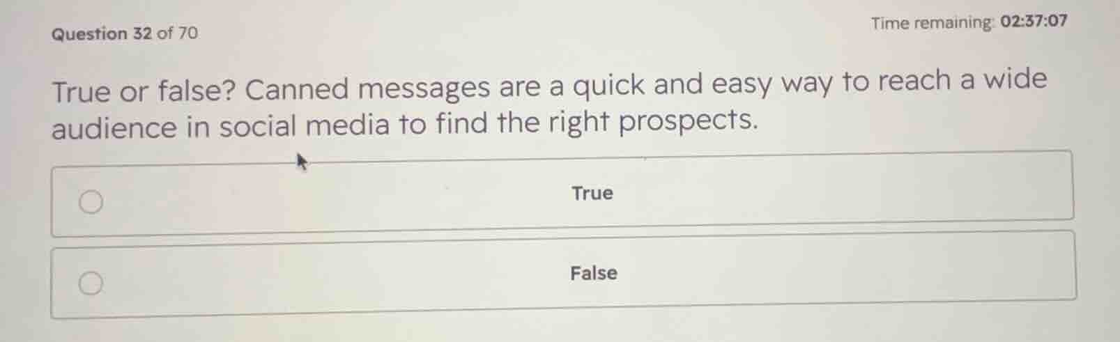 true or false? canned messages are a quick and easy way to reach a wide…