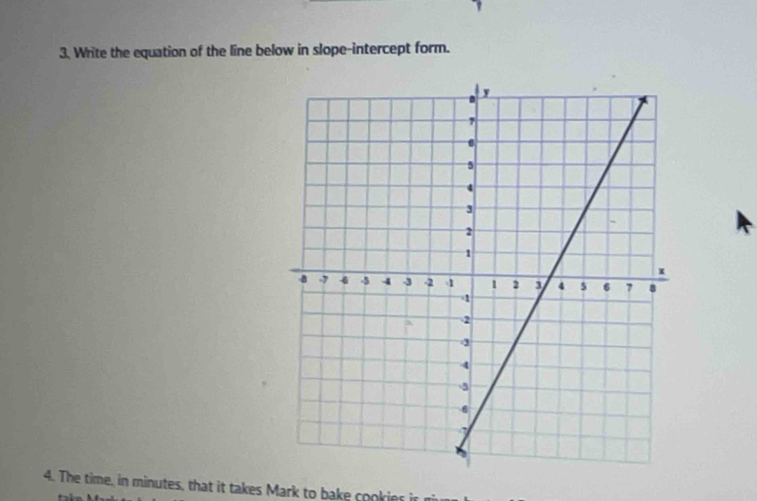 3. write the equation of the line below in slope-intercept form.