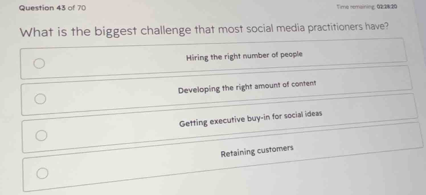what is the biggest challenge that most social media practitioners have…