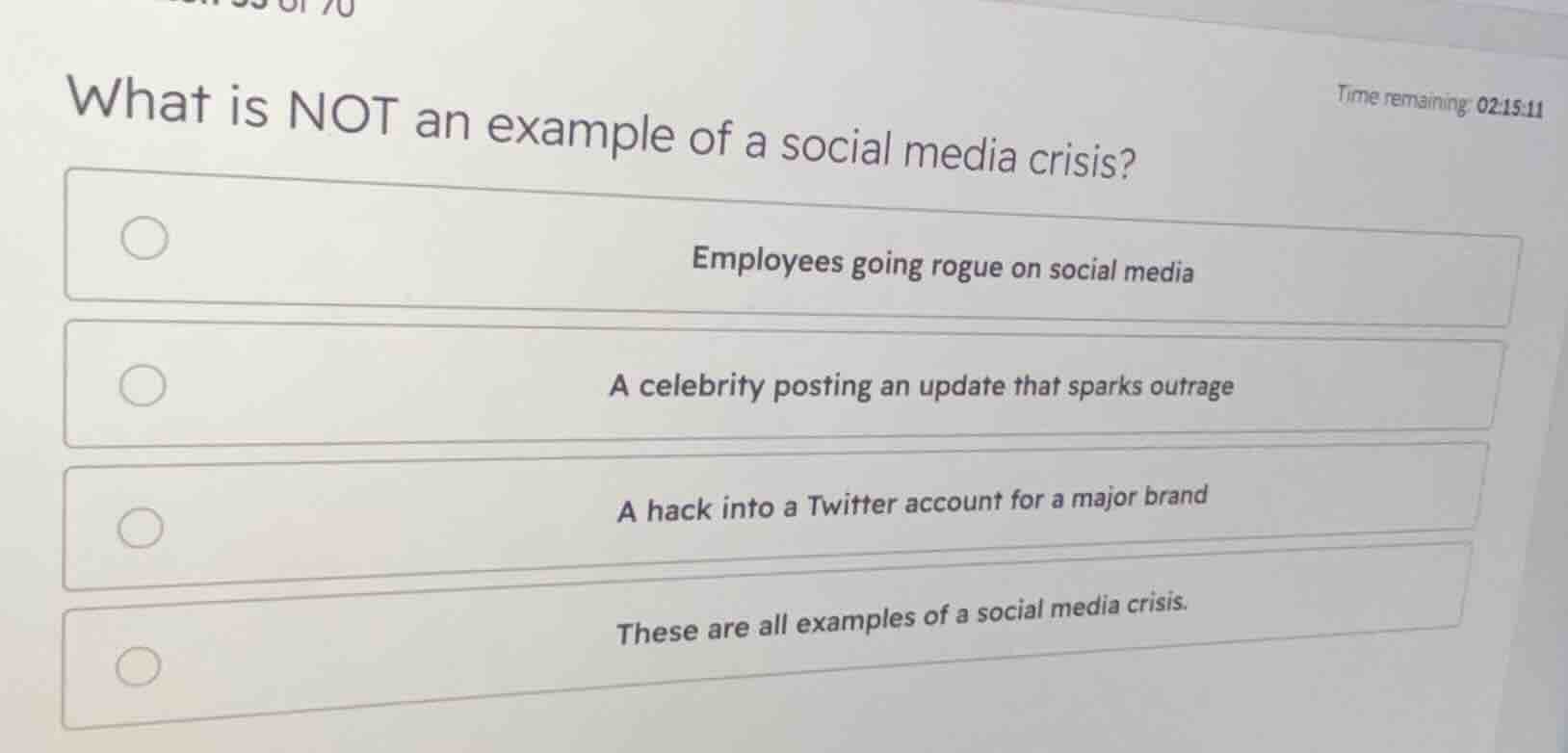 what is not an example of a social media crisis? - employees going rogu…