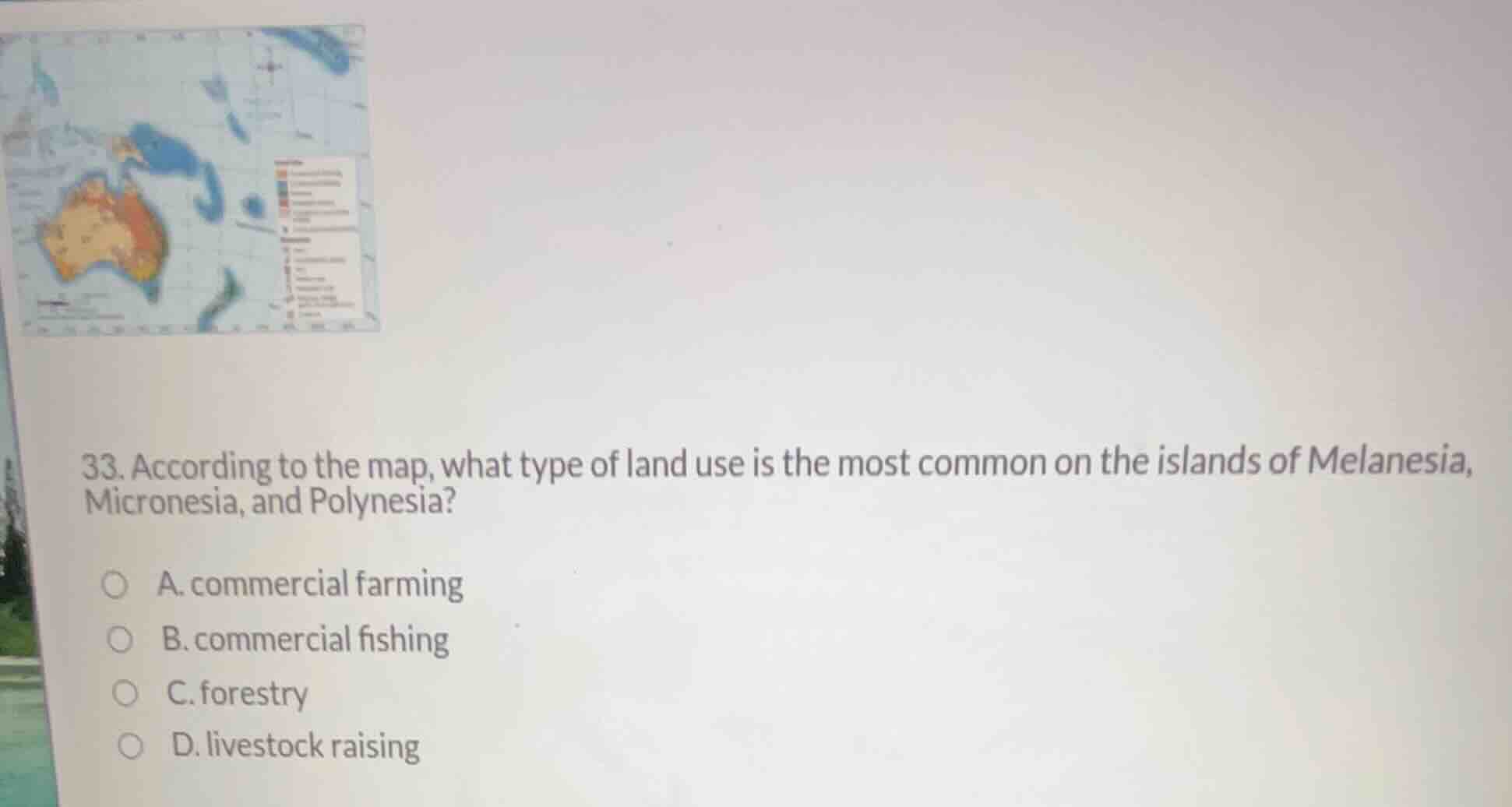 33. according to the map, what type of land use is the most common on t…