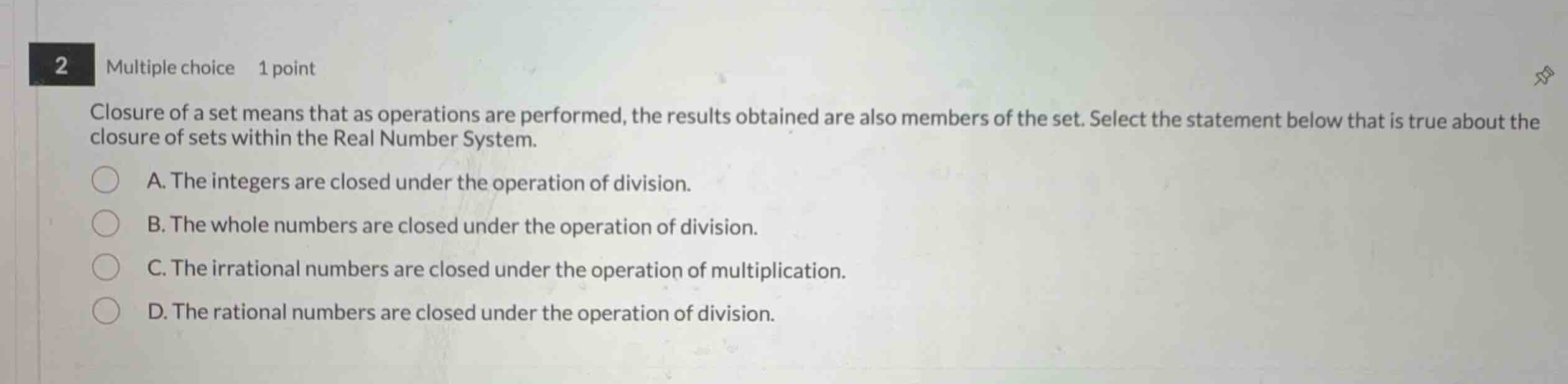 closure of a set means that as operations are performed, the results ob…