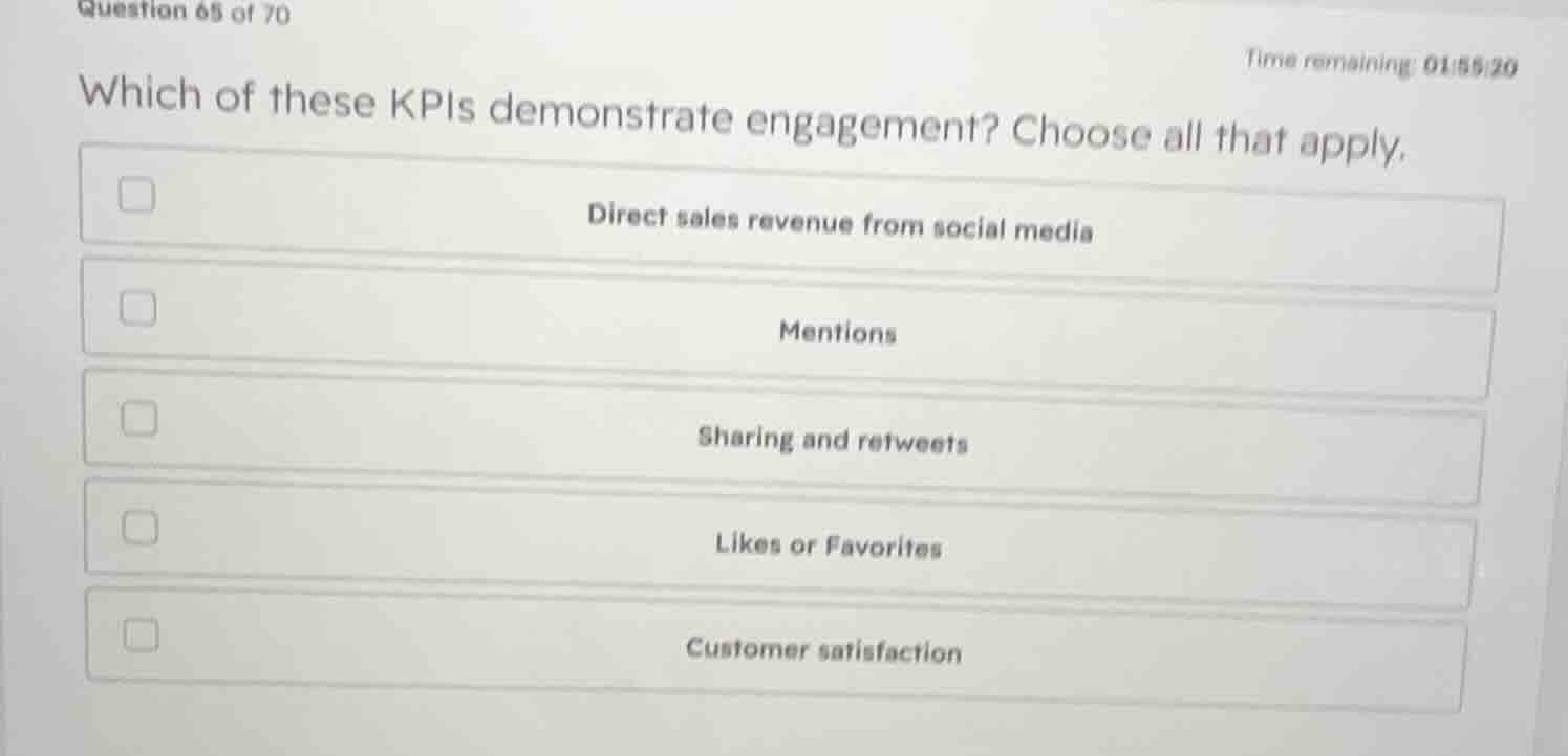 which of these kpis demonstrate engagement? choose all that apply. - di…