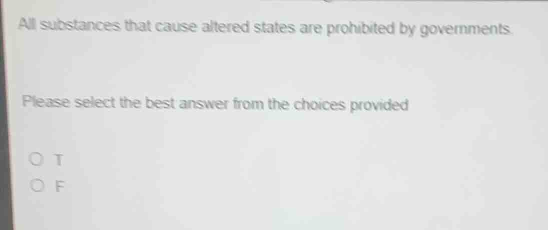 all substances that cause altered states are prohibited by governments.…