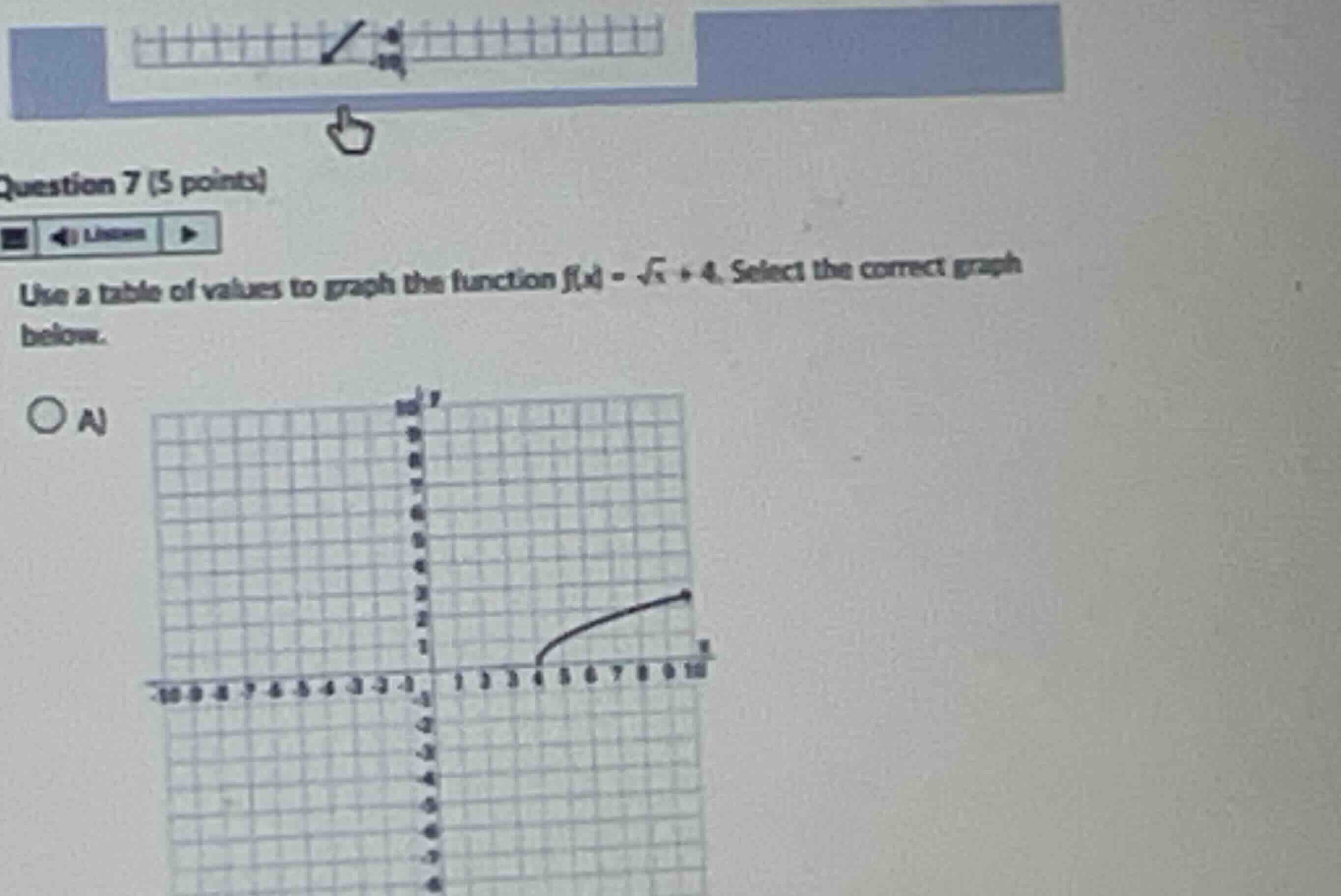 question 7 (5 points) use a table of values to graph the function \\(f(…