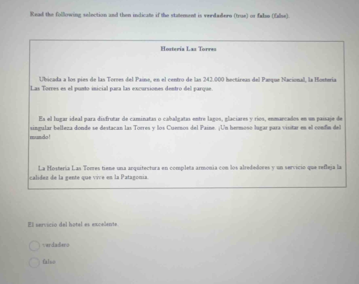 read the following selection and then indicate if the statement is verd…