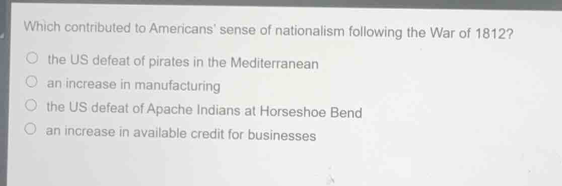 which contributed to americans sense of nationalism following the war o…