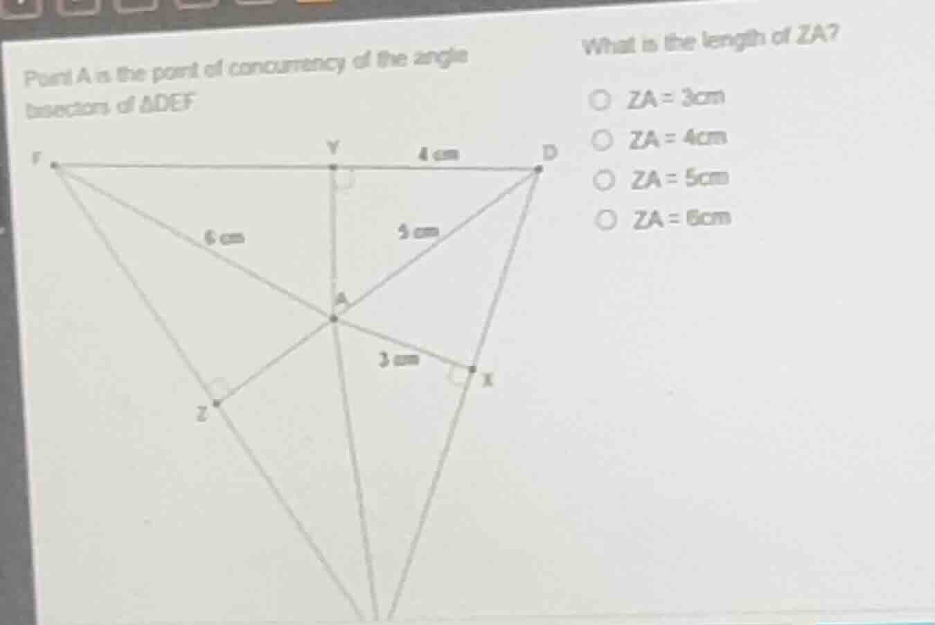 point a is the point of concurrency of the angle bisectors of \\(\\delt…