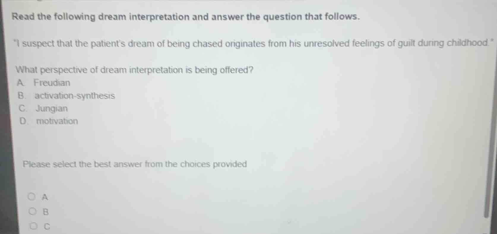 read the following dream interpretation and answer the question that fo…