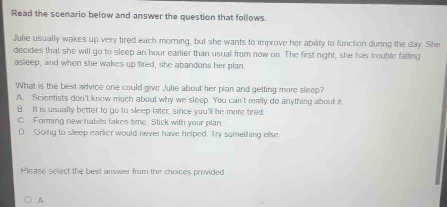 read the scenario below and answer the question that follows. julie usu…