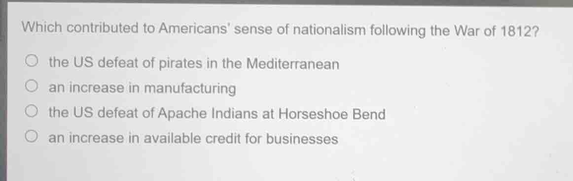 which contributed to americans sense of nationalism following the war o…