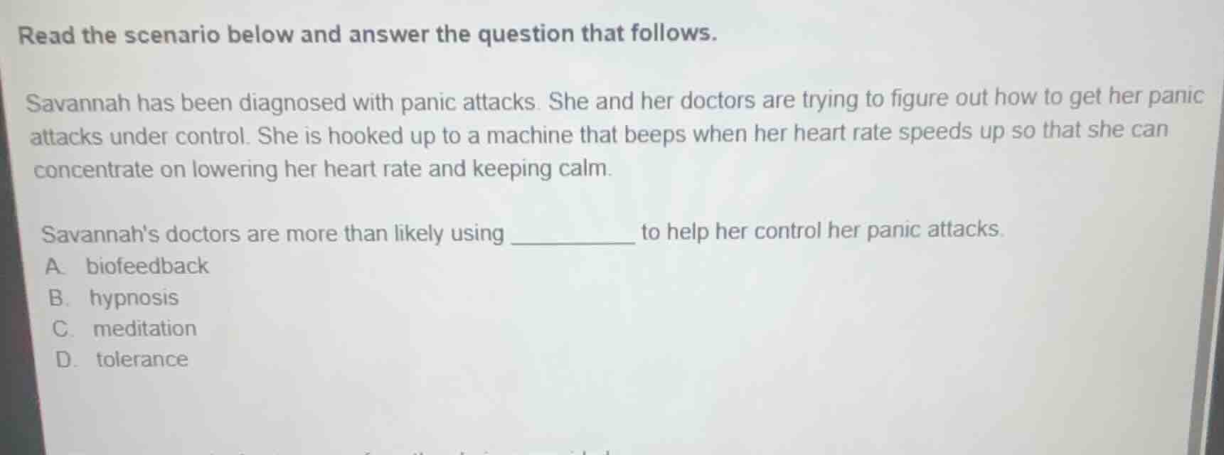 read the scenario below and answer the question that follows. savannah …
