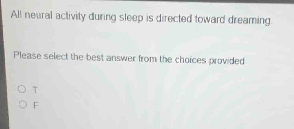 all neural activity during sleep is directed toward dreaming. please se…