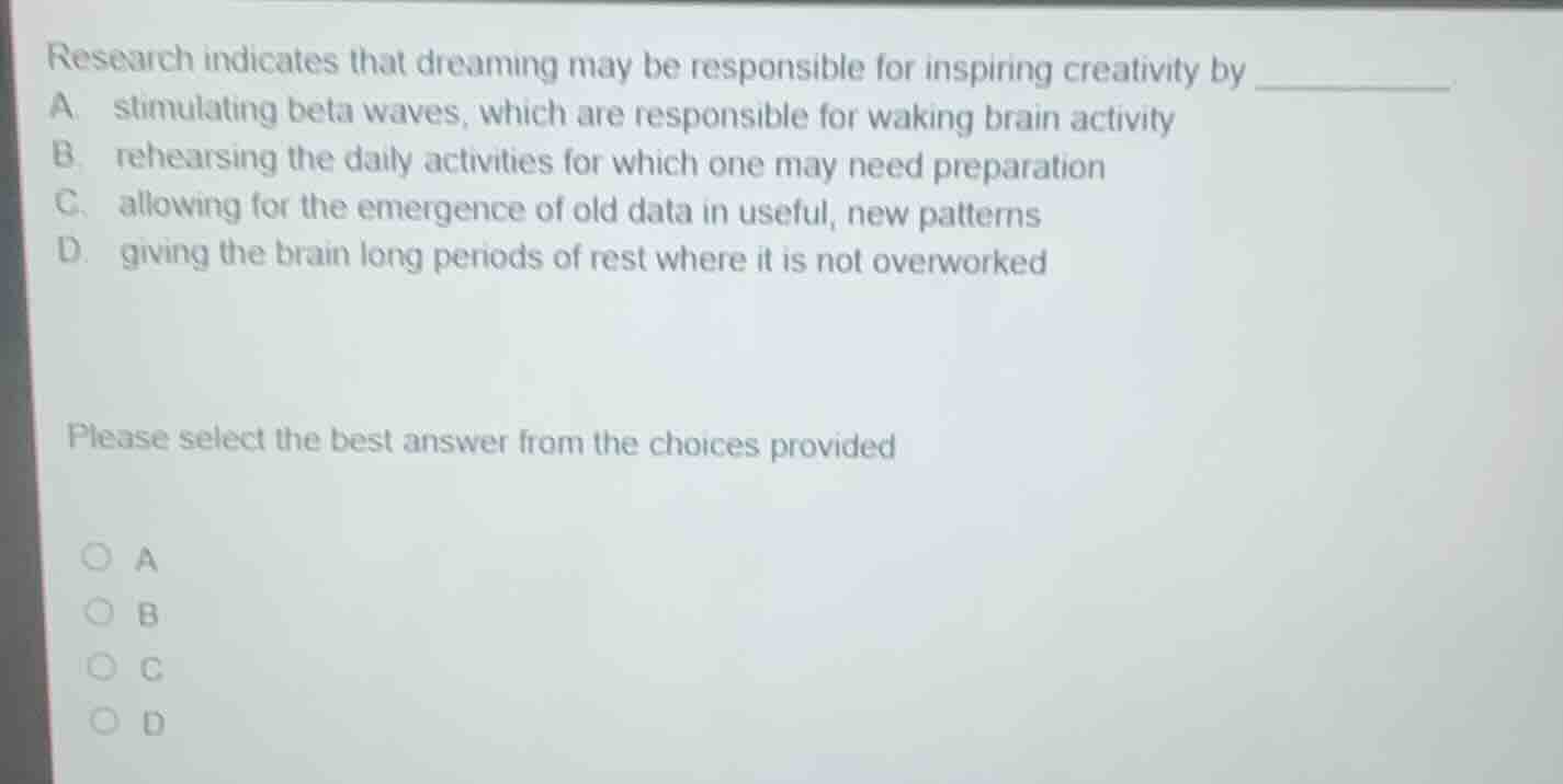 research indicates that dreaming may be responsible for inspiring creat…