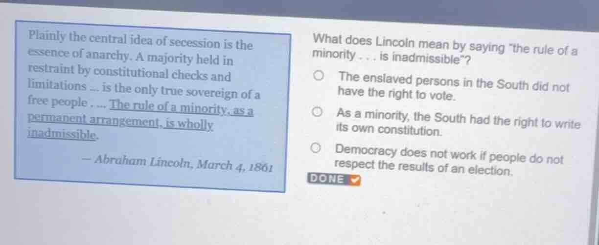 plainly the central idea of secession is the essence of anarchy. a majo…