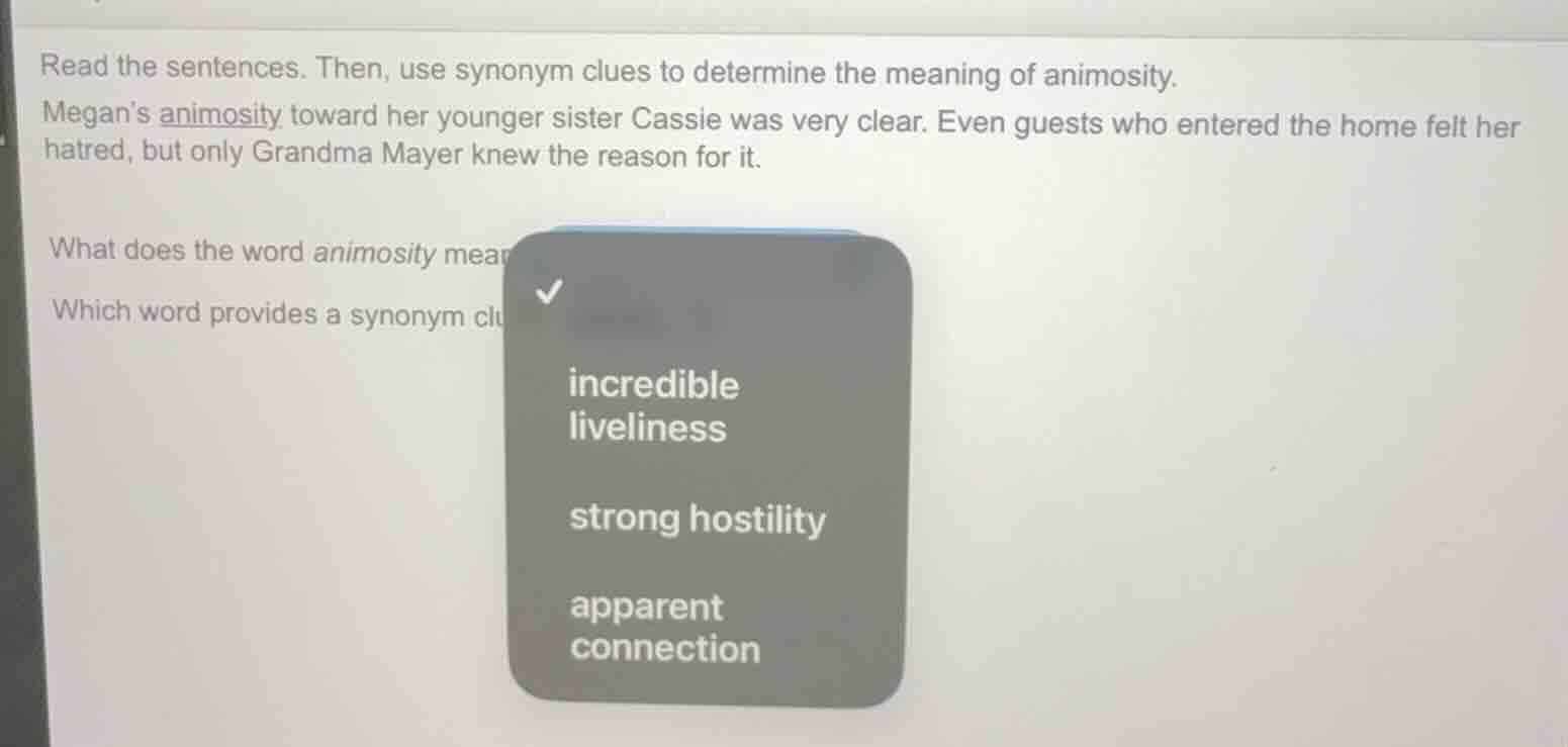 read the sentences. then, use synonym clues to determine the meaning of…
