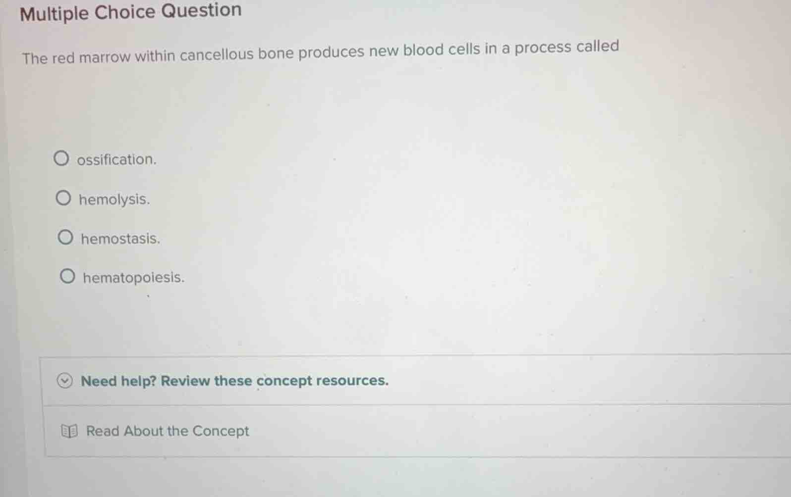 multiple choice question the red marrow within cancellous bone produces…